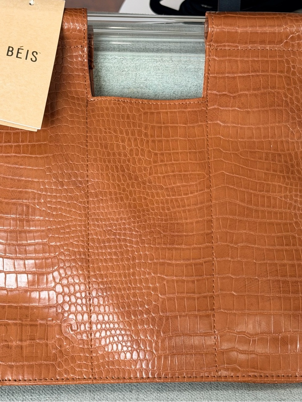 BEIS The Crossbody In Cognac Croc NWT